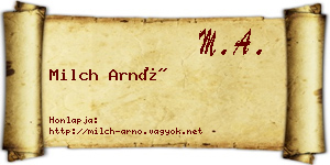Milch Arnó névjegykártya